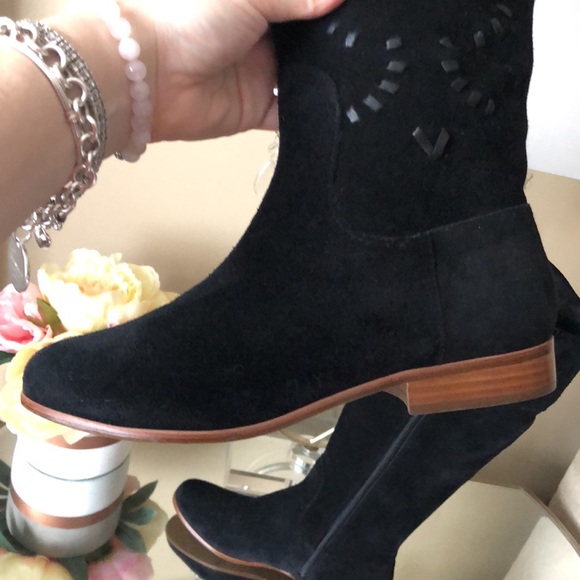 JACK ROGERS TARA BLACK SUEDE TALL BOOTS - Picture 6 of 12